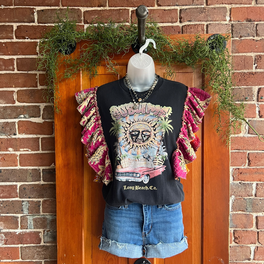 Sublime Concert Kantha ruffle sleeves festival tee - Main Street Threads