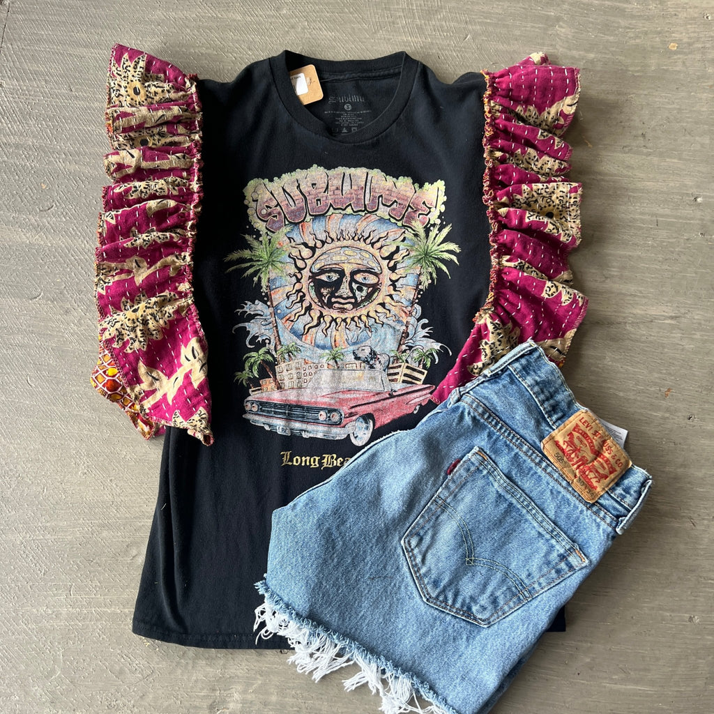 Sublime Concert Kantha ruffle sleeves festival tee - Main Street Threads