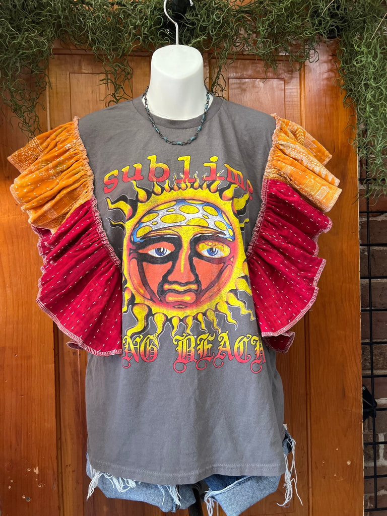Sublime ruffle sleeves kantha tee - Main Street Threads