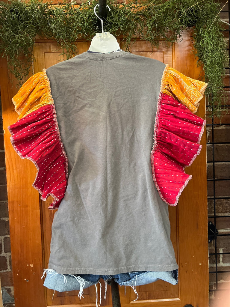 Sublime ruffle sleeves kantha tee - Main Street Threads