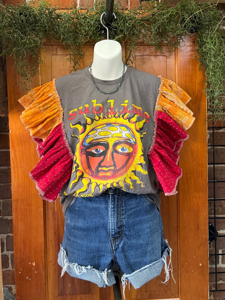 Sublime ruffle sleeves kantha tee - Main Street Threads