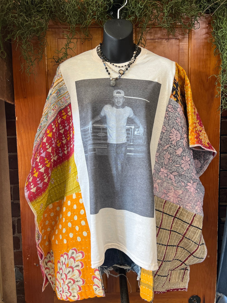 "That Guy and his truck" multi - pattern kantha poncho - Main Street Threads