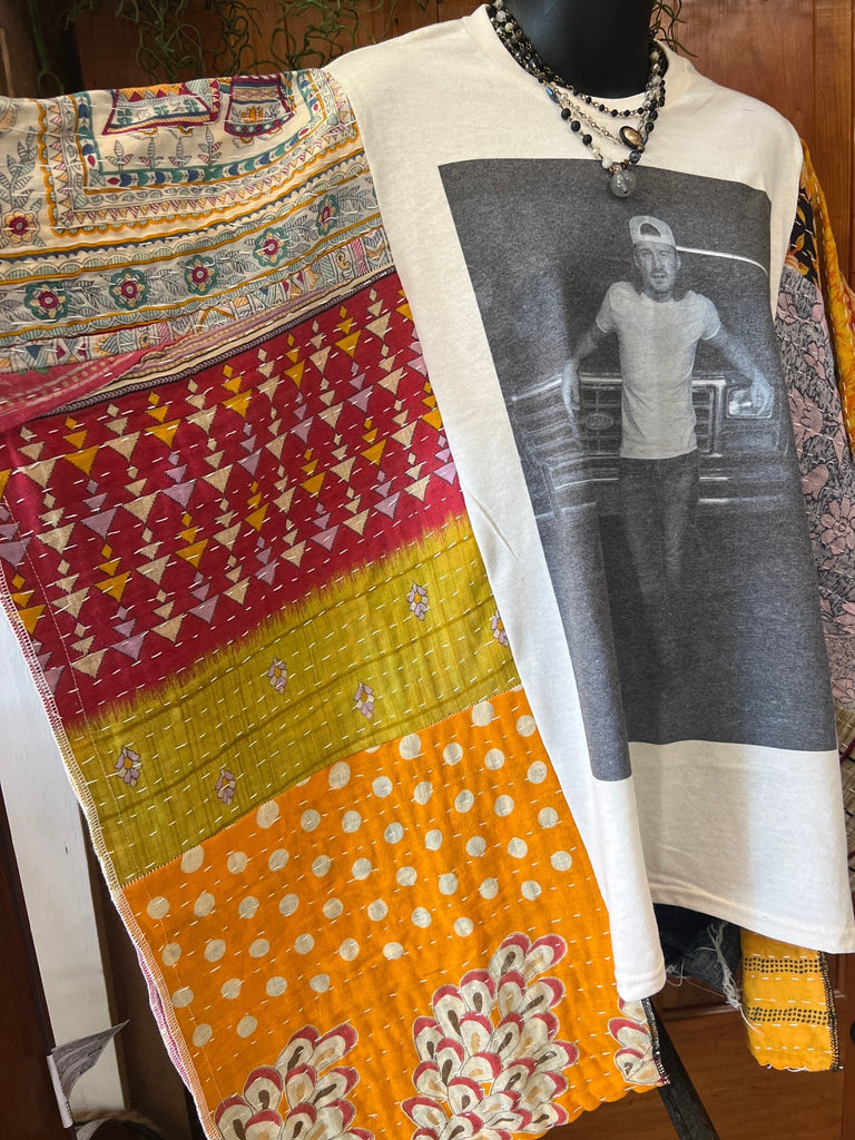 "That Guy and his truck" multi - pattern kantha poncho - Main Street Threads