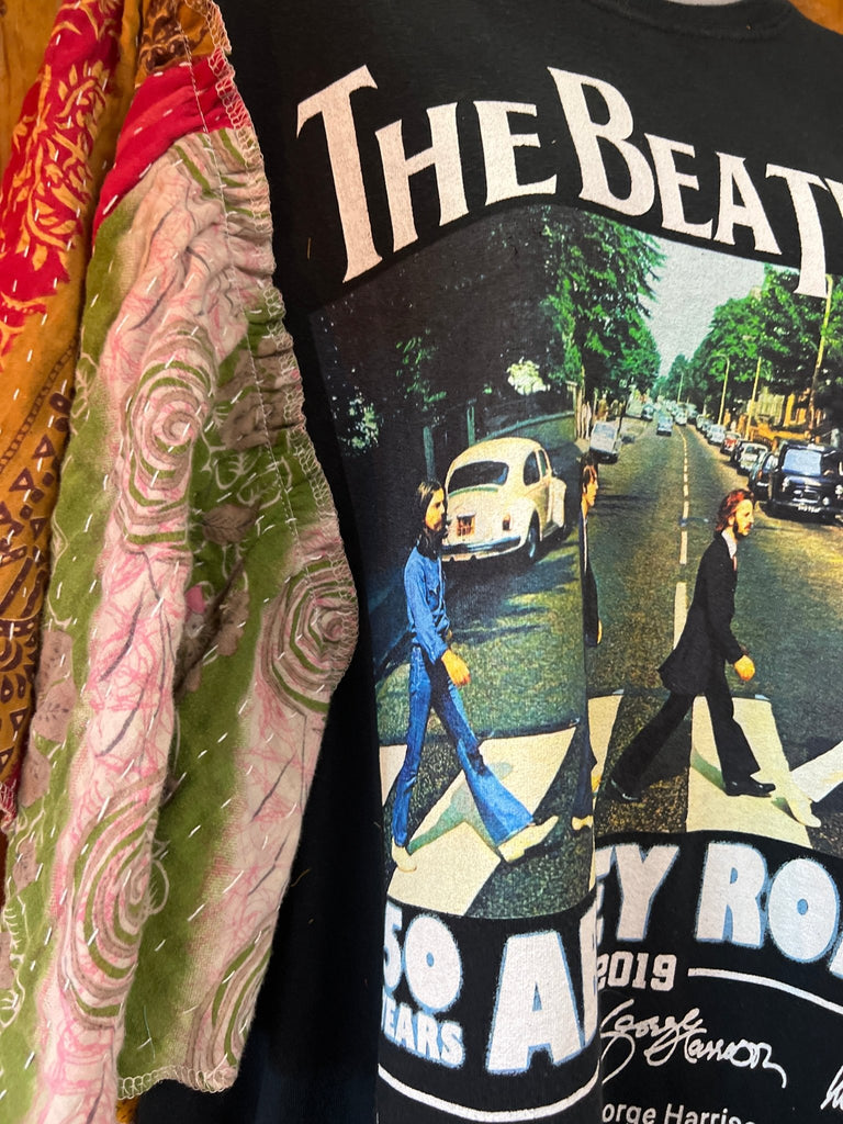 The BEATLES 50 years butterfly sleeves kantha tee - Main Street Threads