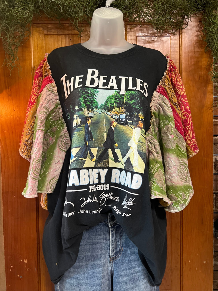 The BEATLES 50 years butterfly sleeves kantha tee - Main Street Threads