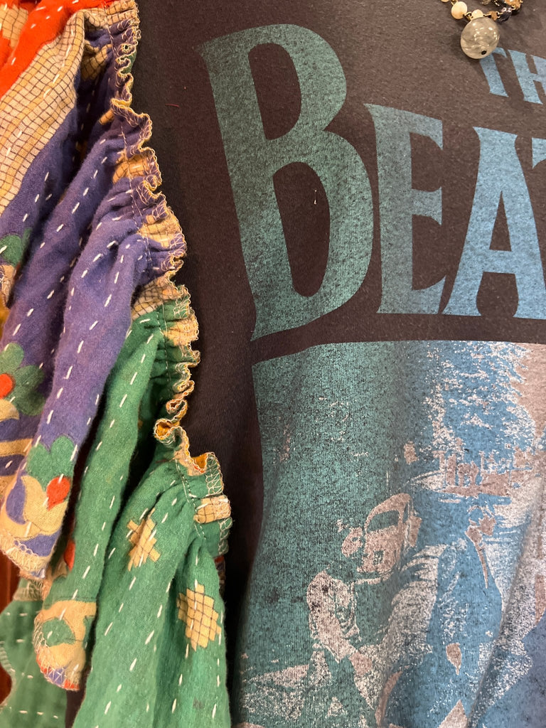 THE BEATLES ABBEY ROAD ruffle sleeves kantha tee - Main Street Threads
