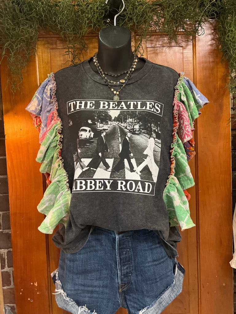 The Beatles ruffle sleeves kantha tee - Main Street Threads