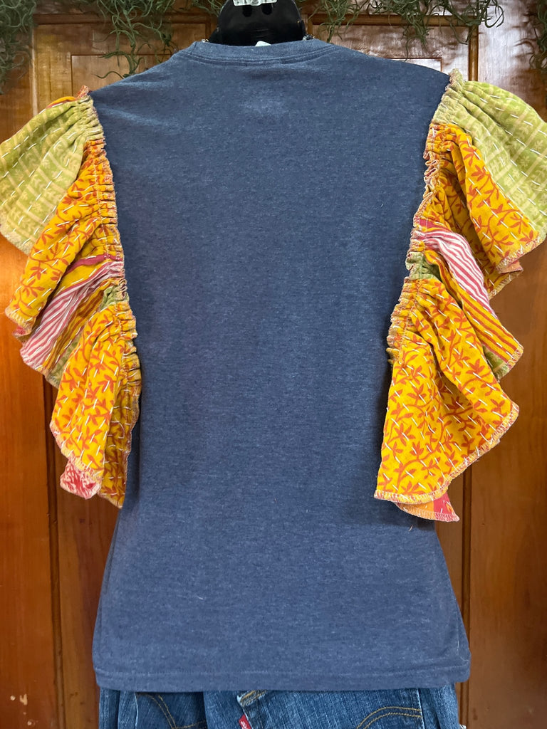 The Beatles ruffle sleeves kantha tee - Main Street Threads