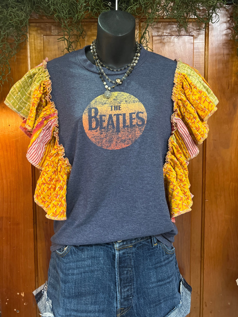 The Beatles ruffle sleeves kantha tee - Main Street Threads