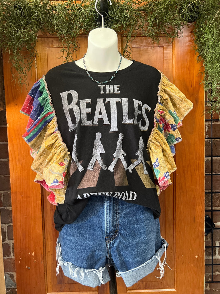 The Beatles ruffle sleeves kantha tee - Main Street Threads