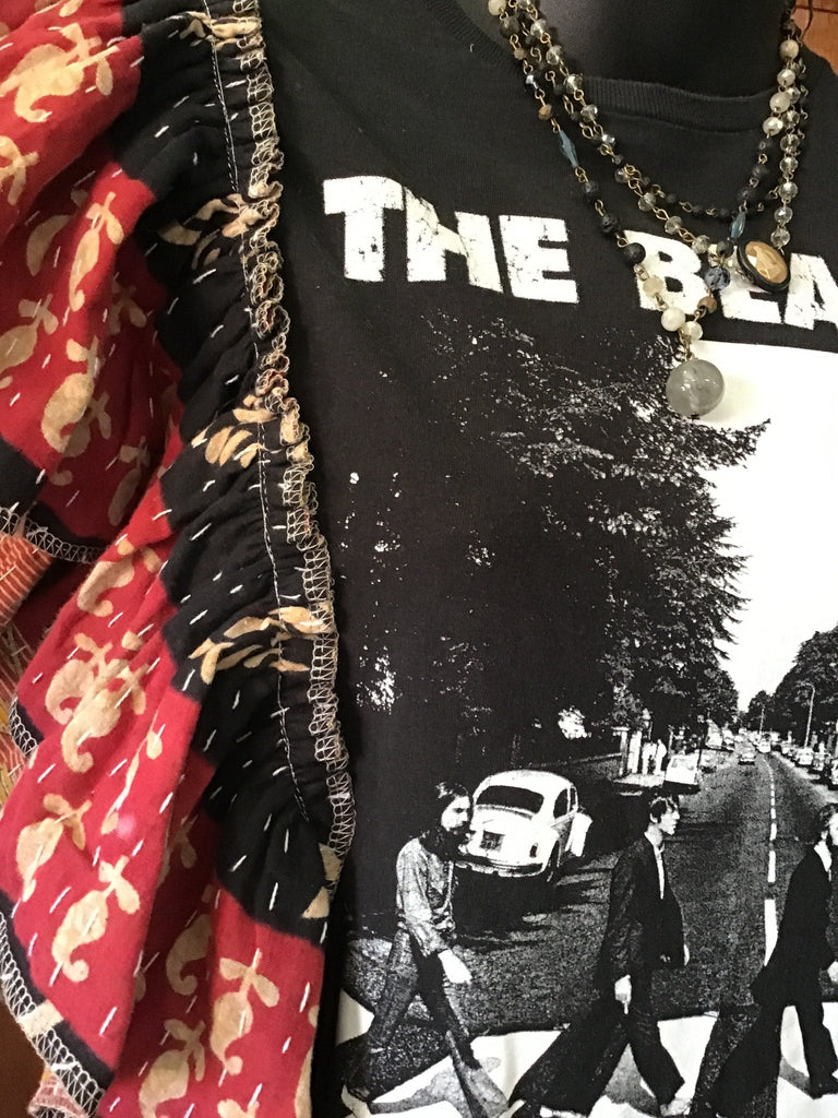The BEATLES ruffle sleeves kantha tee - Main Street Threads