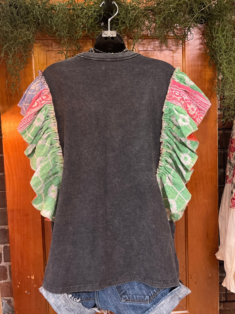 The Beatles ruffle sleeves kantha tee - Main Street Threads