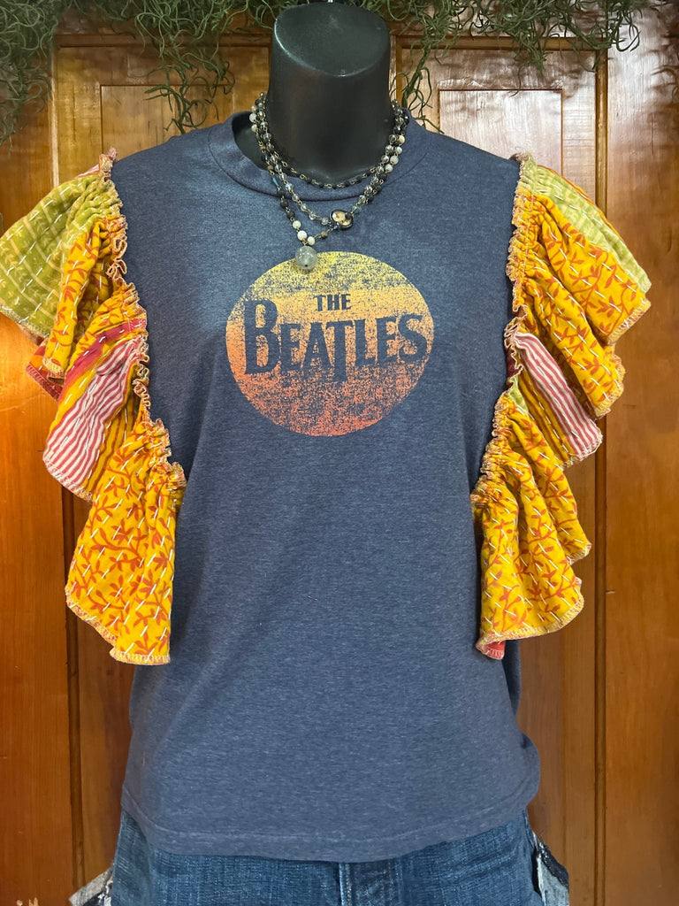 The Beatles ruffle sleeves kantha tee - Main Street Threads