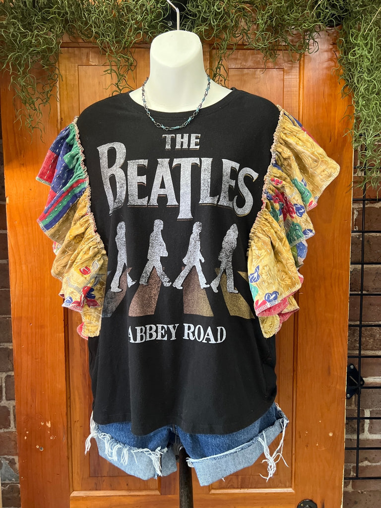 The Beatles ruffle sleeves kantha tee - Main Street Threads