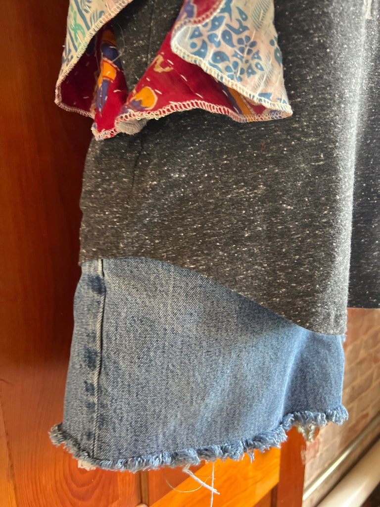 The Beatles v - neck with kantha ruffle sleeves festival tee - Main Street Threads