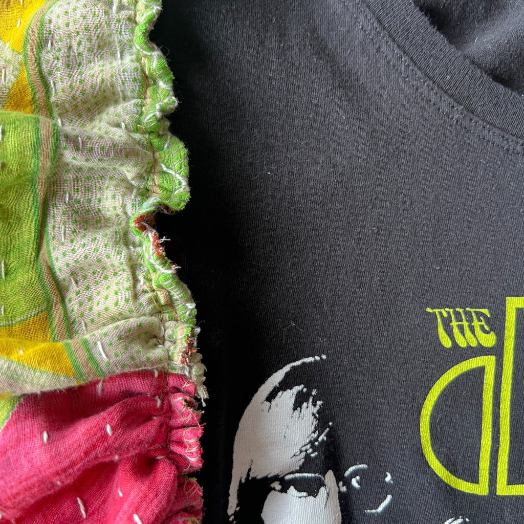 The Doors upcycled Kantha ruffle sleeve festival tee - Main Street Threads