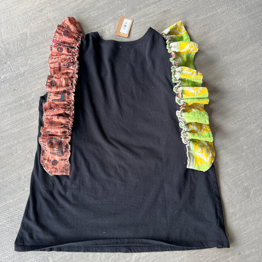 The Doors upcycled Kantha ruffle sleeve festival tee - Main Street Threads