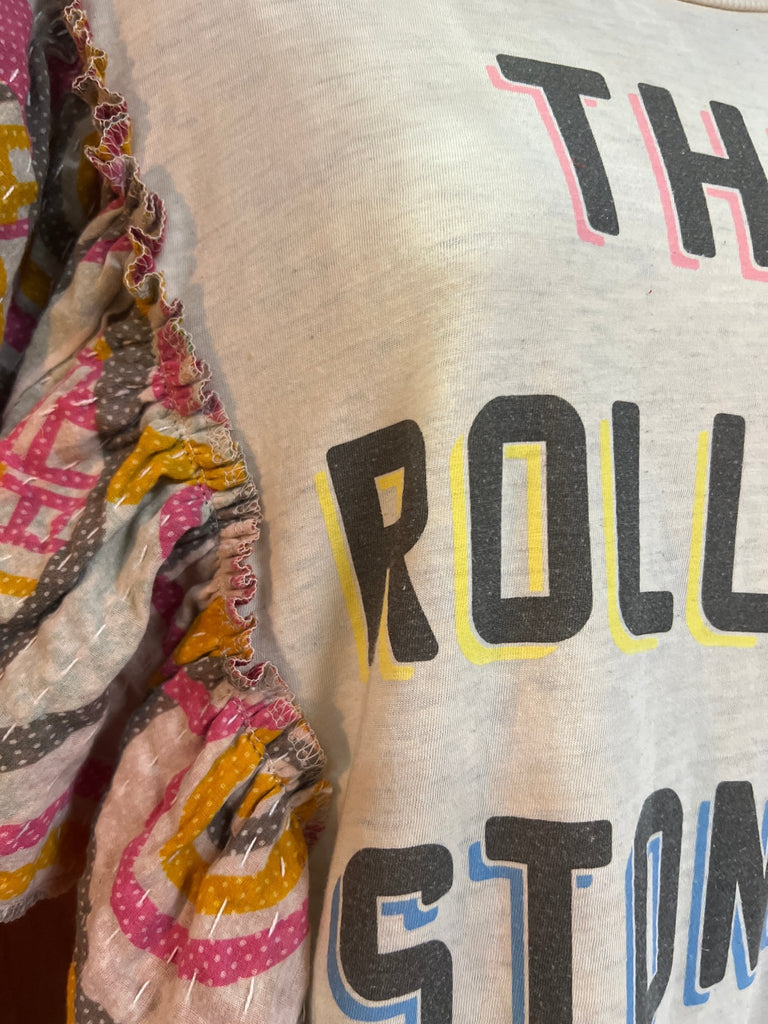The Rolling Stones ruffle sleeves kantha tee - Main Street Threads