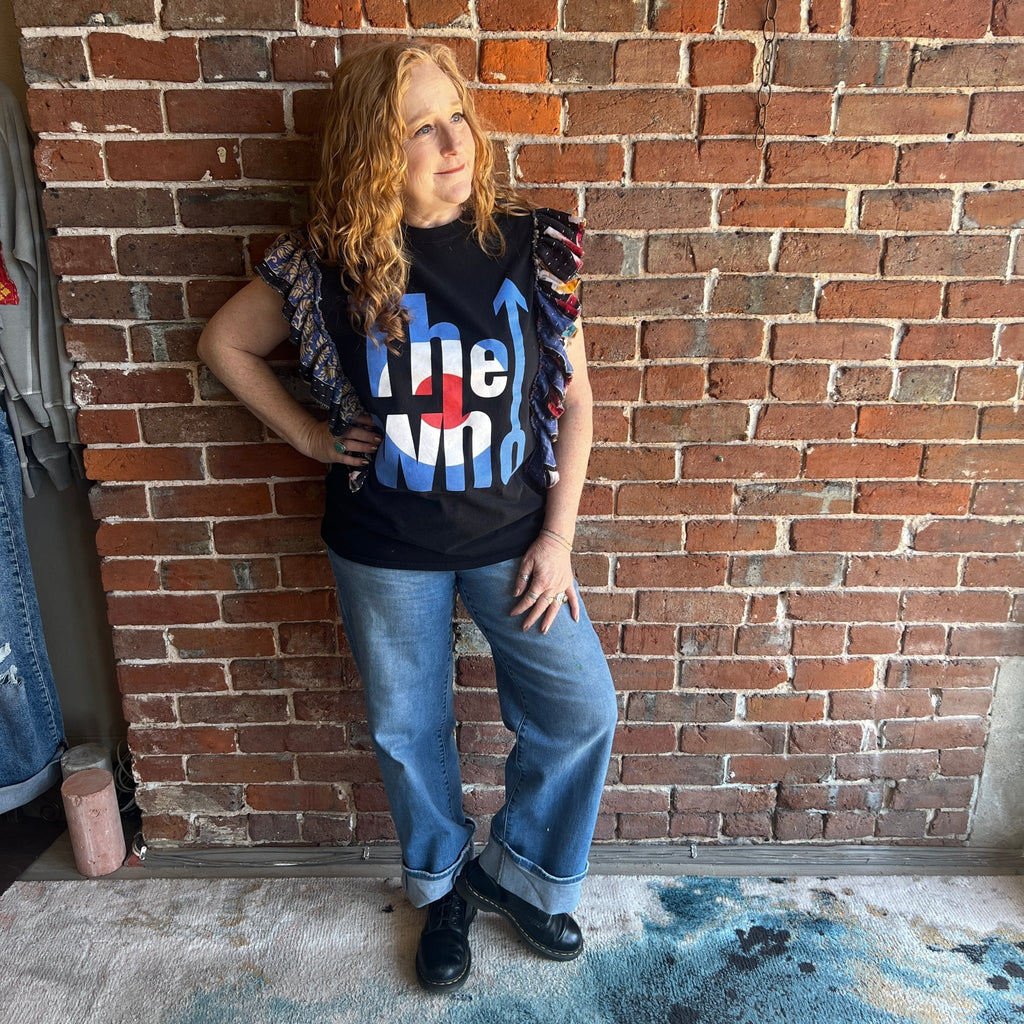 The Who upcycled Kantha ruffle sleeve festival tee - Main Street Threads