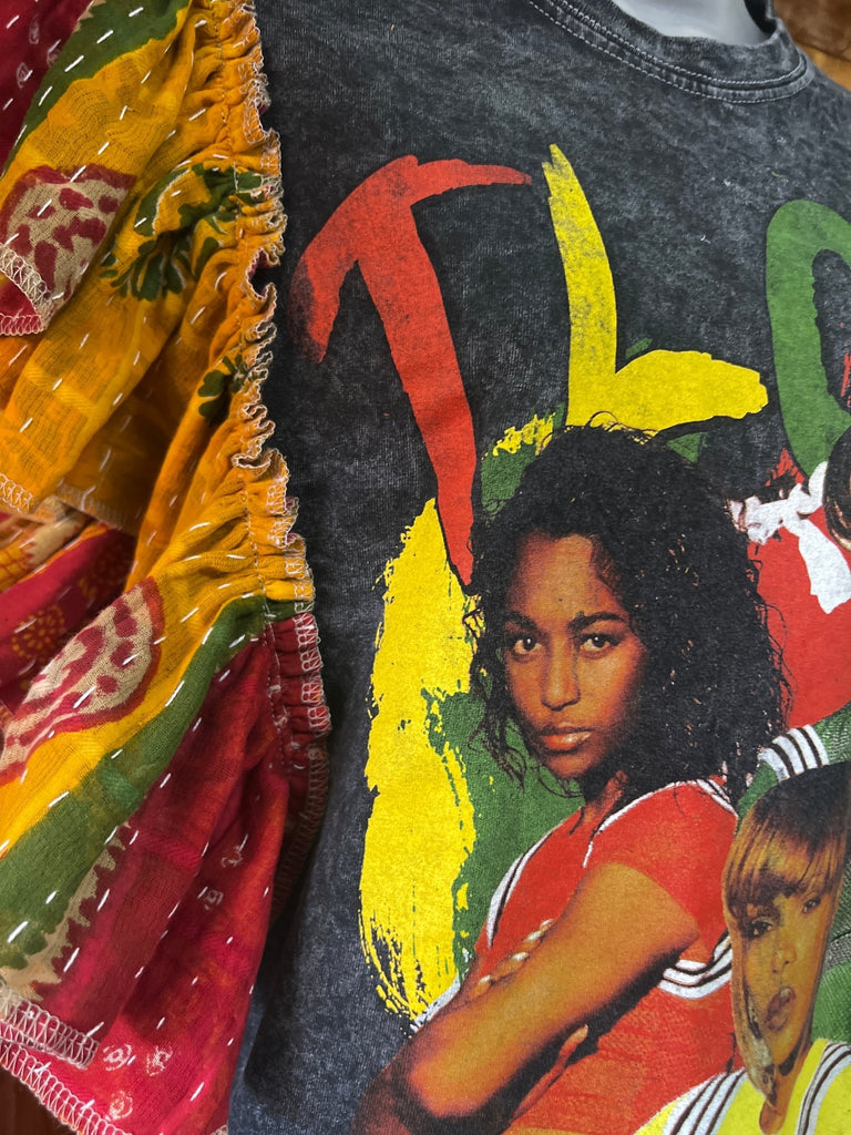 TLC SCRUBS ruffle sleeves kantha tee - Main Street Threads