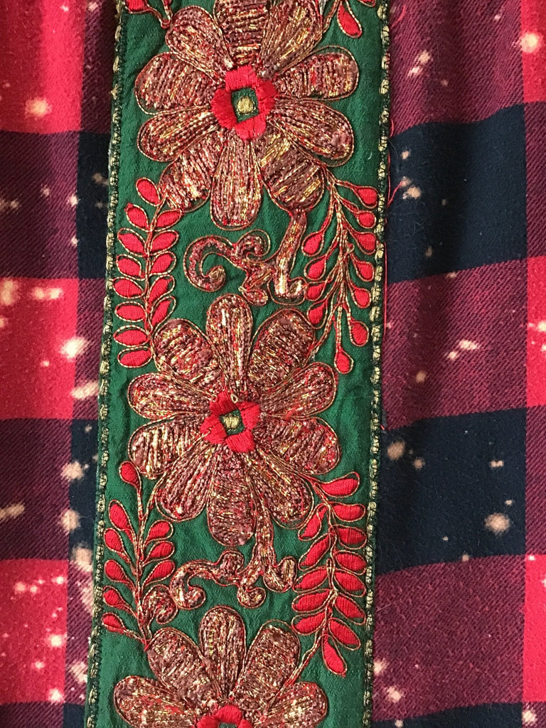Upcycled Distressed Plaid Flannel With Trim - Main Street Threads