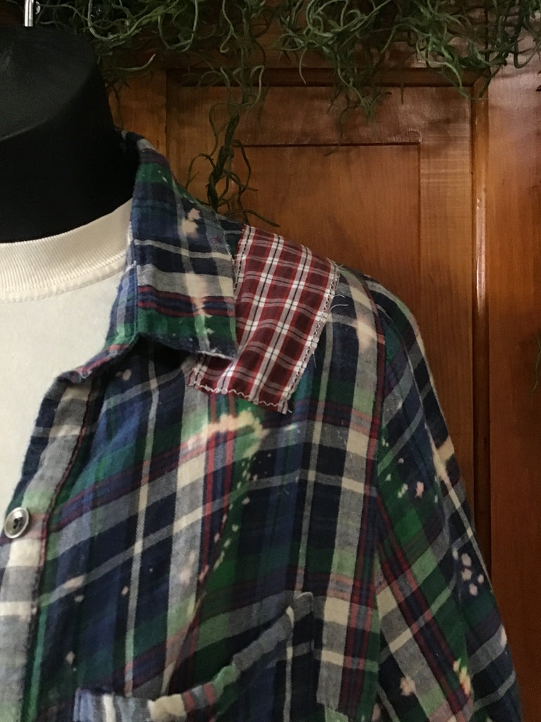 Upcycled Patchwork Distressed Plaid Flannel - Main Street Threads