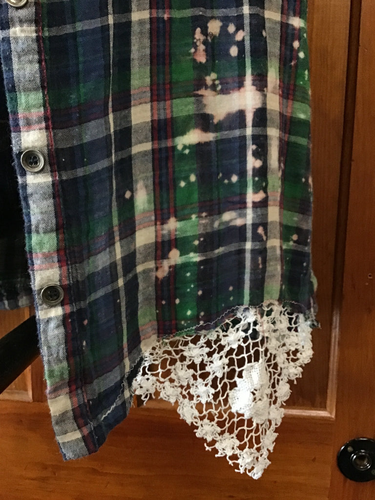 Upcycled Patchwork Distressed Plaid Flannel - Main Street Threads