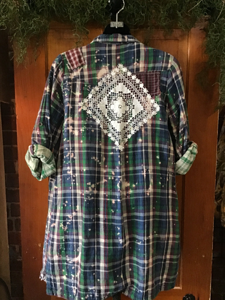 Upcycled Patchwork Distressed Plaid Flannel - Main Street Threads