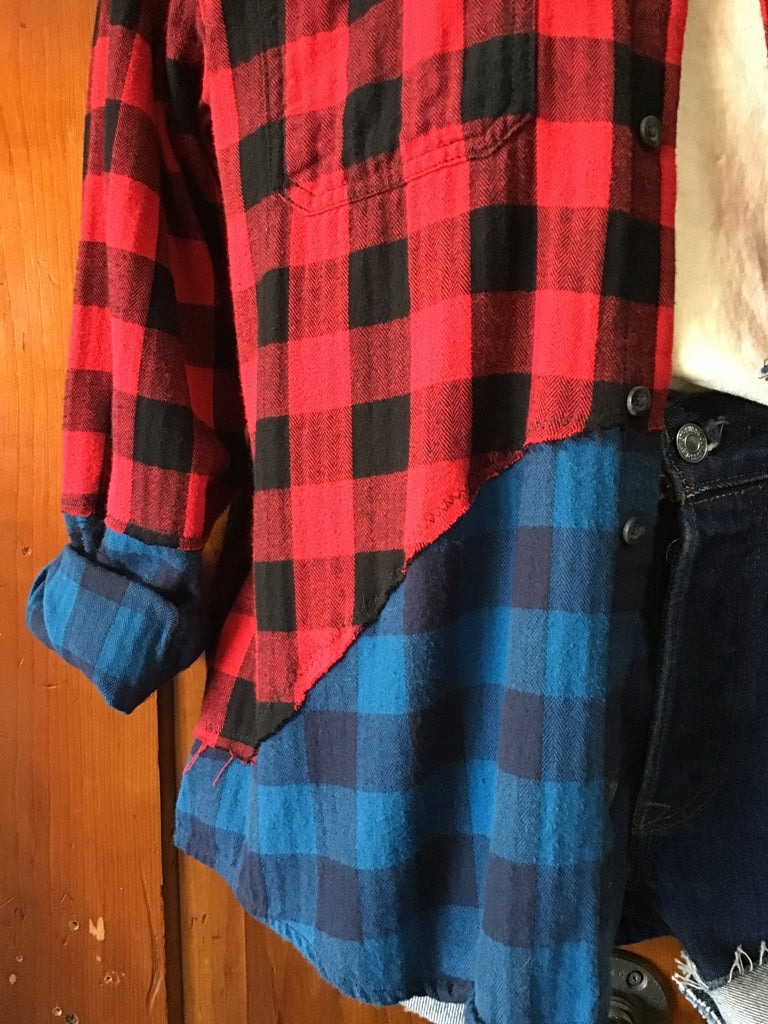 Upcycled Patchwork Plaid Flannel - Main Street Threads