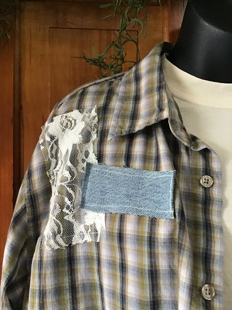 Upcycled Patchwork Plaid Flannel - Main Street Threads