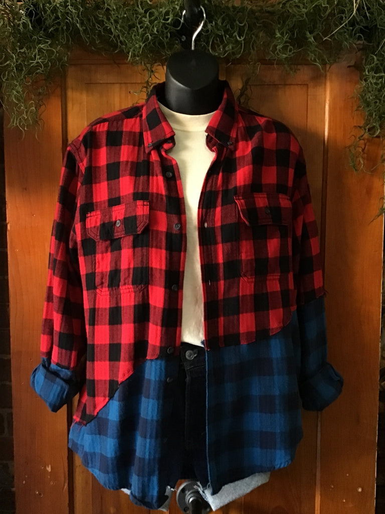 Upcycled Patchwork Plaid Flannel - Main Street Threads