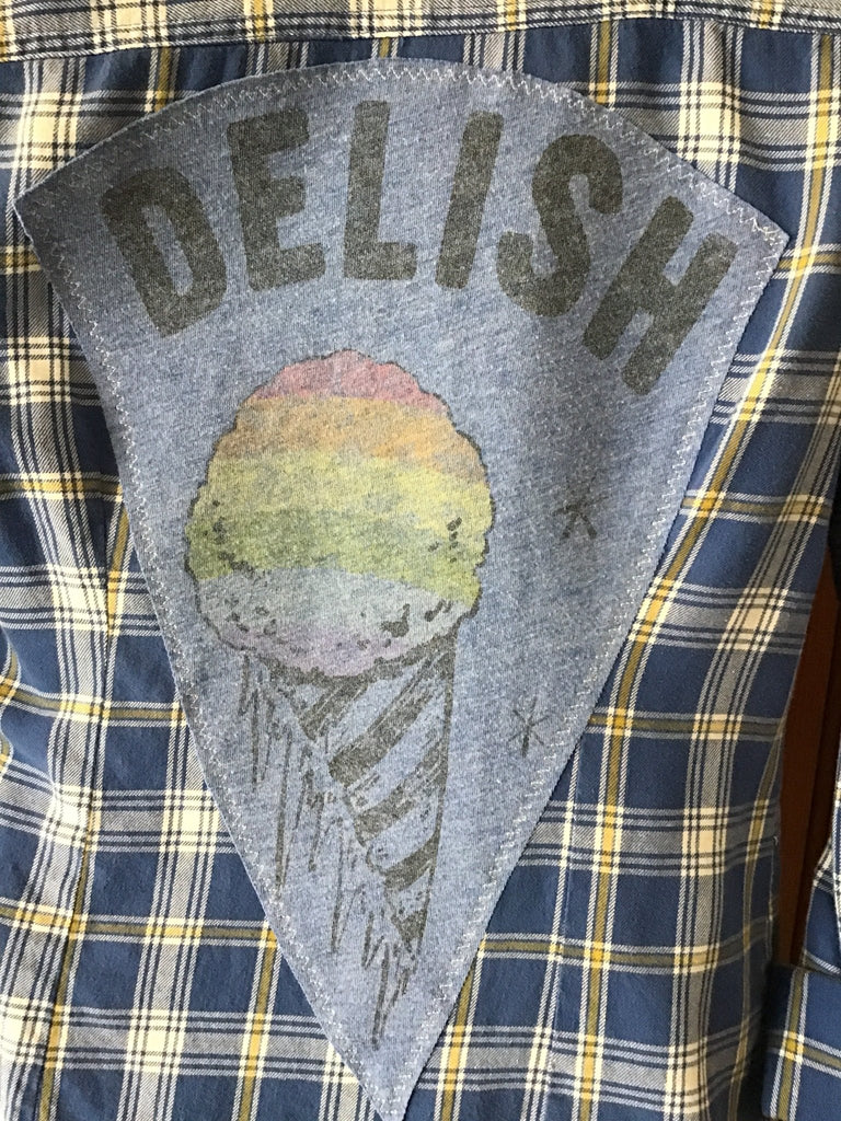 Upcycled Plaid Flannel with Patch on Back - Main Street Threads