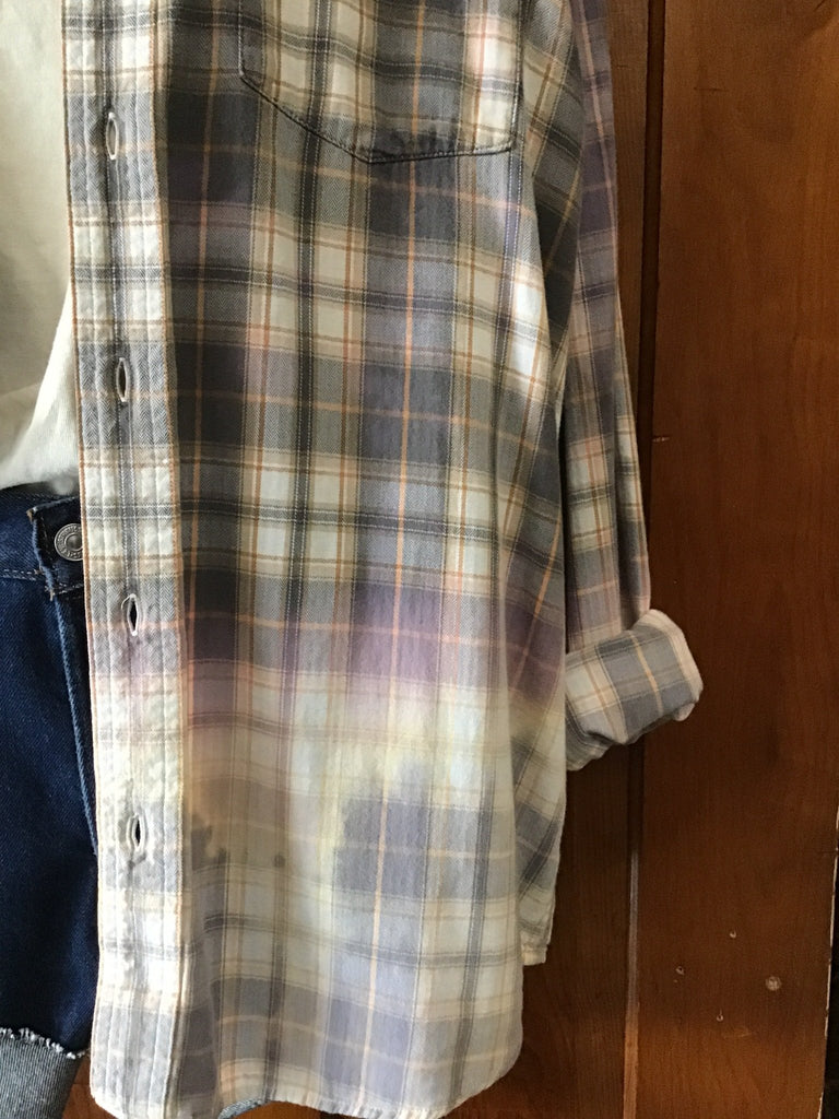 Upcycled Plaid Flannel with Patch on Back - Main Street Threads