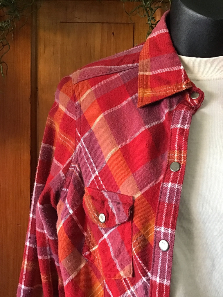 Upcycled Plaid Flannel with Patch - Main Street Threads