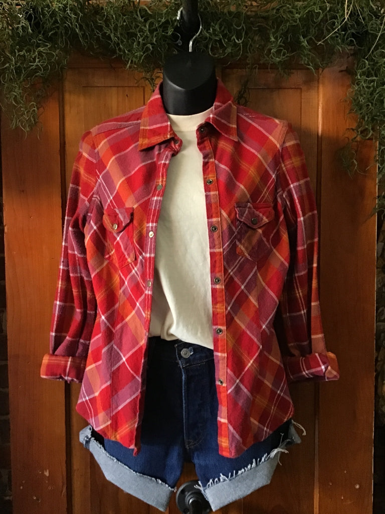 Upcycled Plaid Flannel with Patch - Main Street Threads