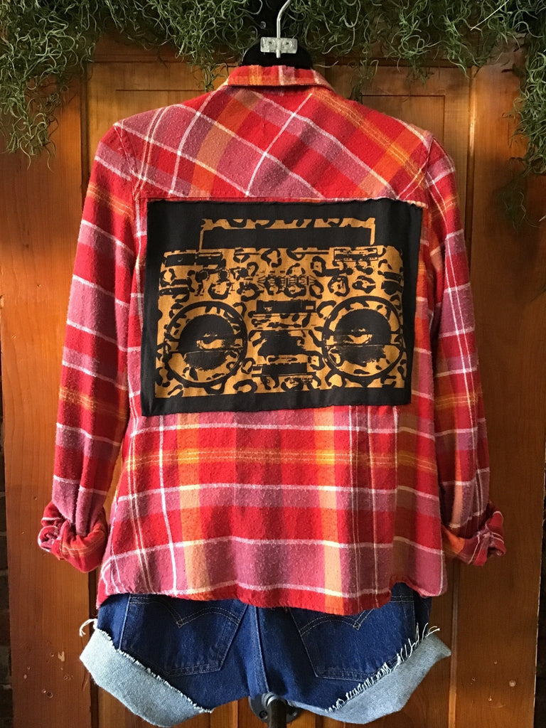 Upcycled Plaid Flannel with Patch - Main Street Threads