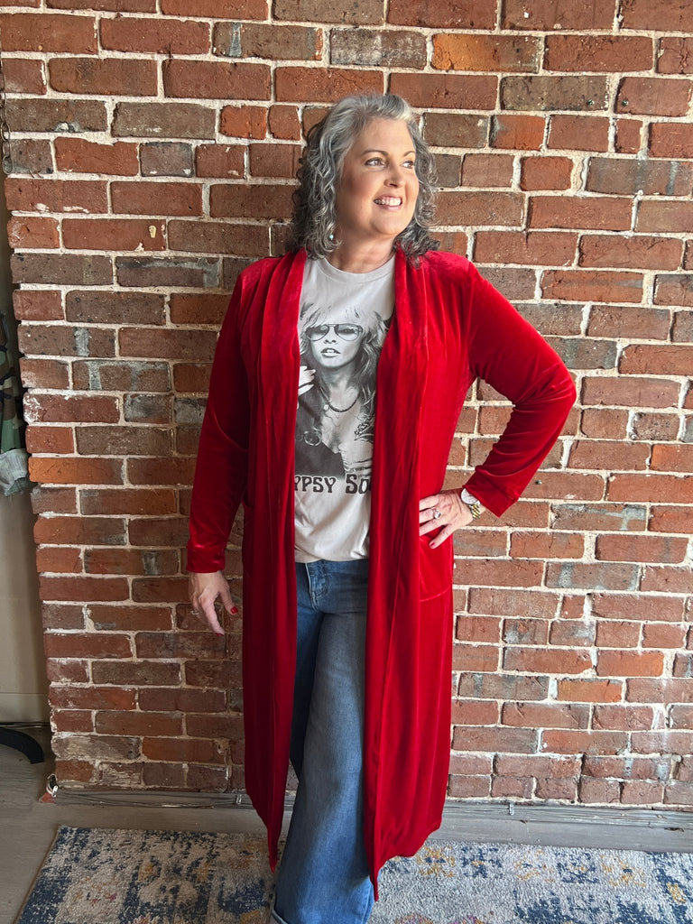 Velvet Duster with pockets - Main Street Threads