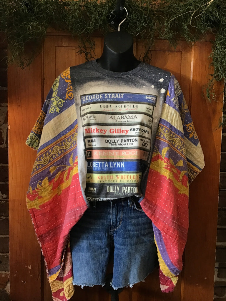 VHS Tapes kantha poncho - Main Street Threads