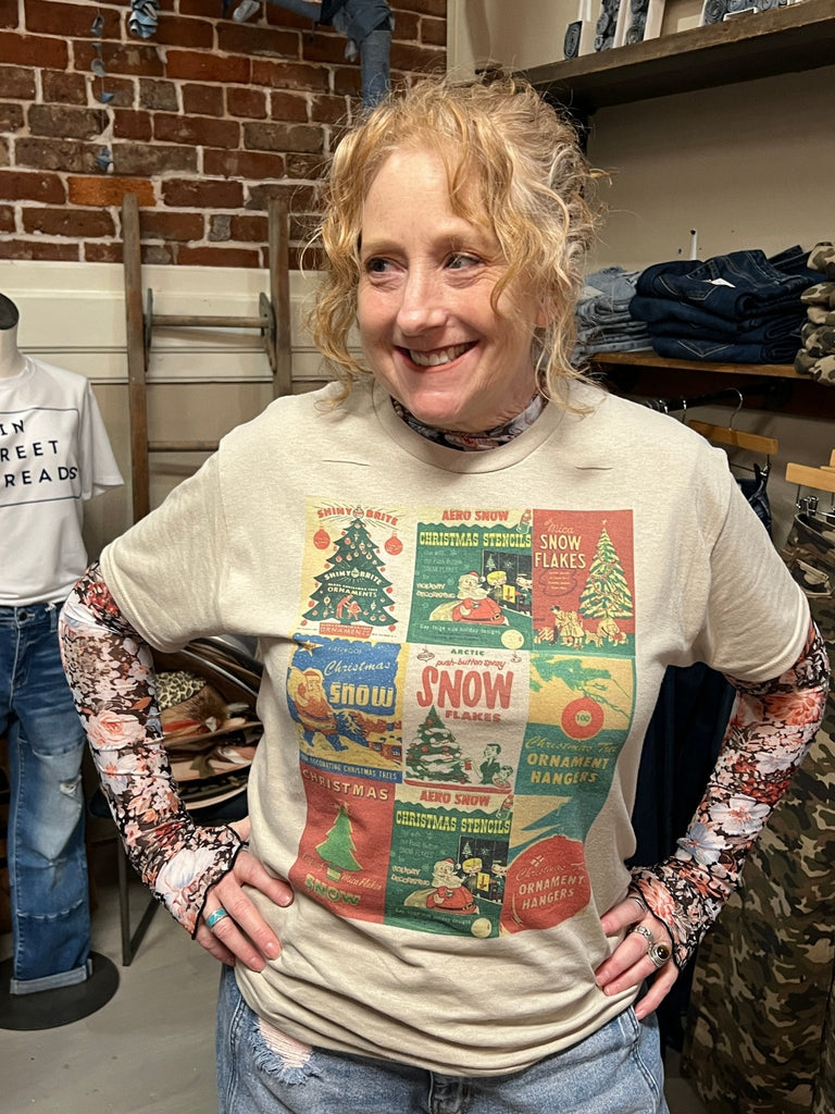Vintage Christmas Shiny Brite graphic tee - Main Street Threads