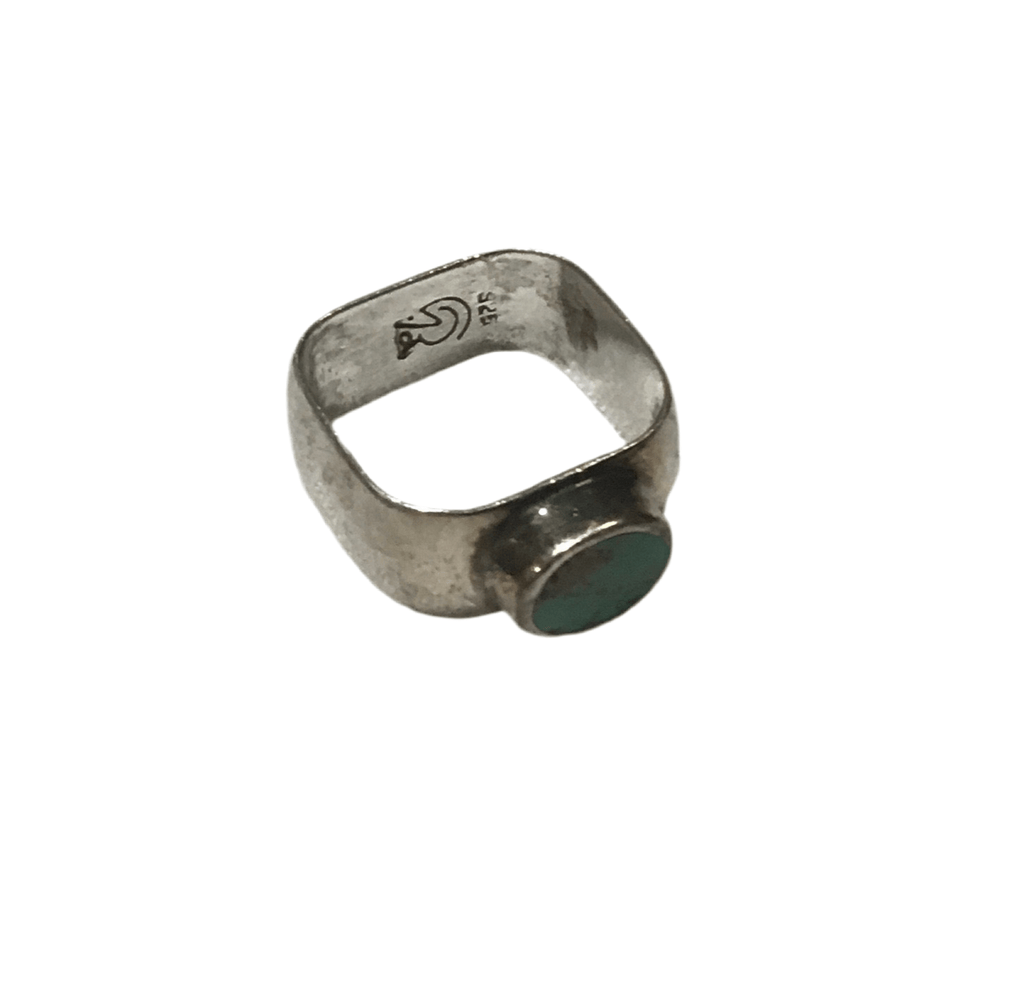 Vintage Signed East West Sterling Silver and Turquoise Ring - Main Street Threads