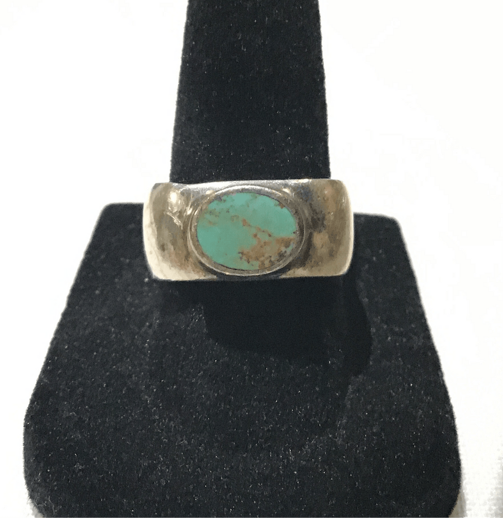 Vintage Signed East West Sterling Silver and Turquoise Ring - Main Street Threads