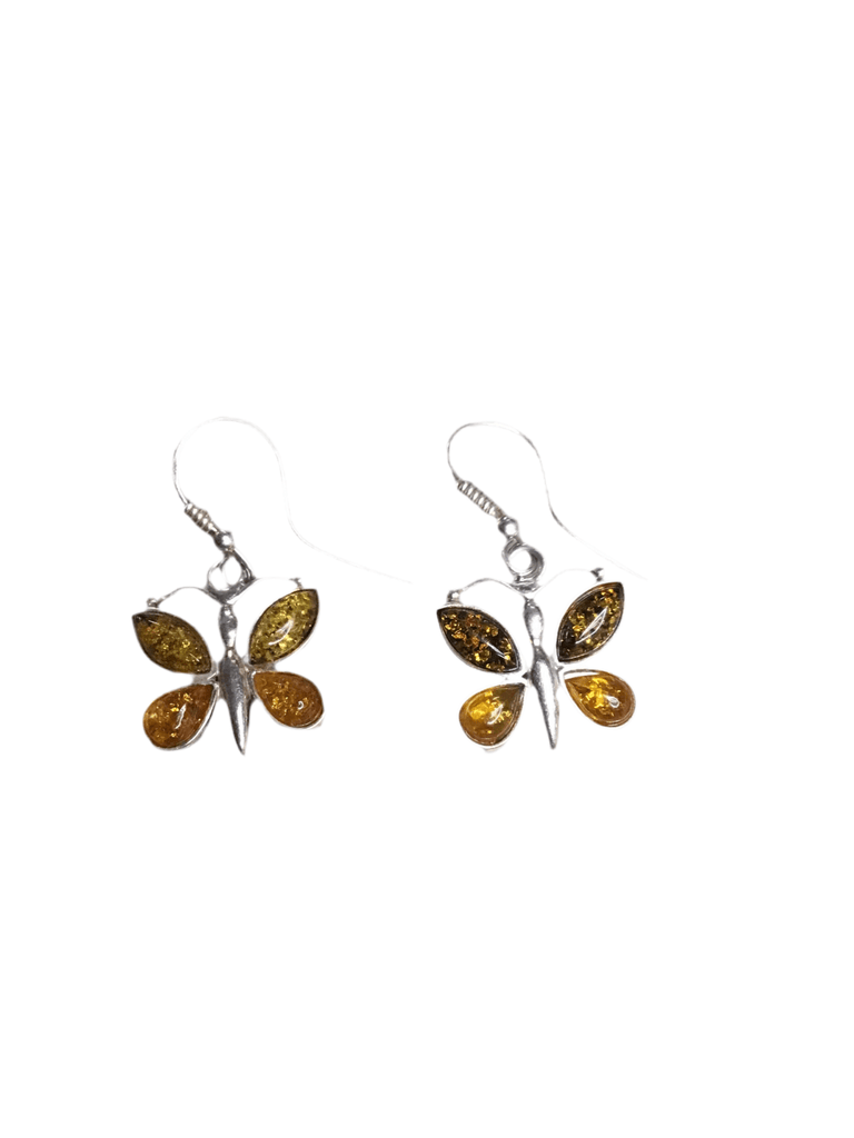 Vintage Sterling & Amber Butterfly Sterling Silver Earrings - Main Street Threads