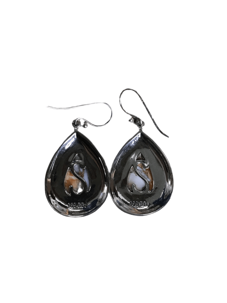 Vintage Sterling & Orange Spiny oyster shell dangle Earrings - Main Street Threads