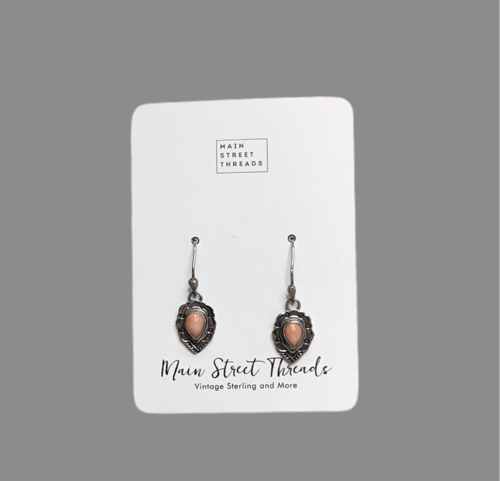 Vintage Sterling & Pink Coral Dangle Earrings - Main Street Threads