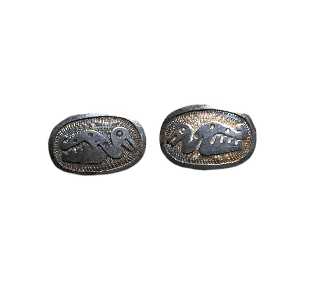 Vintage Sterling Silver Aztec/Mayan Bird Stud Earrings - Main Street Threads