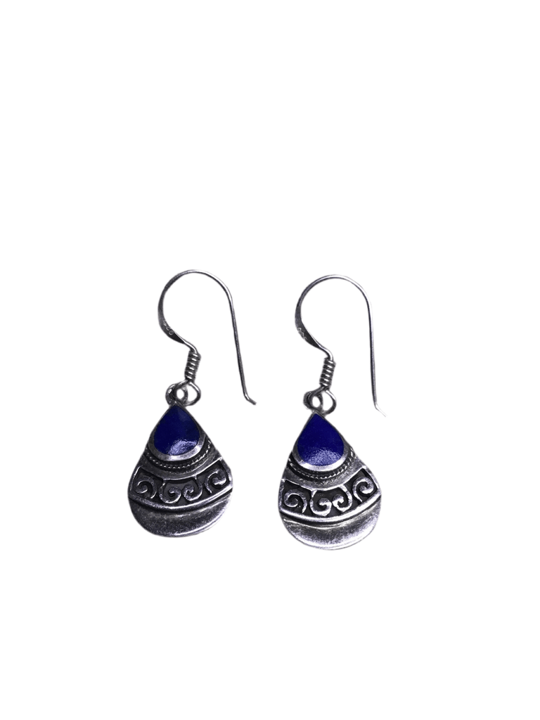 Vintage Sterling Silver & Lapis Lazuli Dangle Earrings - Main Street Threads