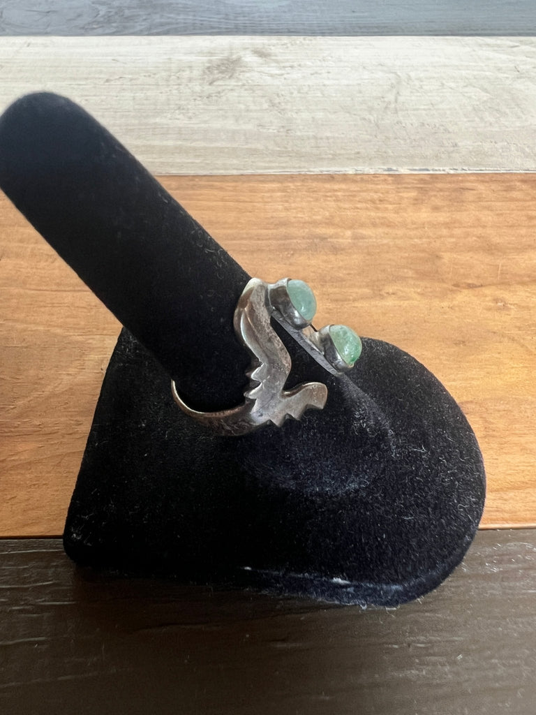 Vintage Taxco Mexico Sterling Silver Bypass Ring with Aventurine Stones - Main Street Threads