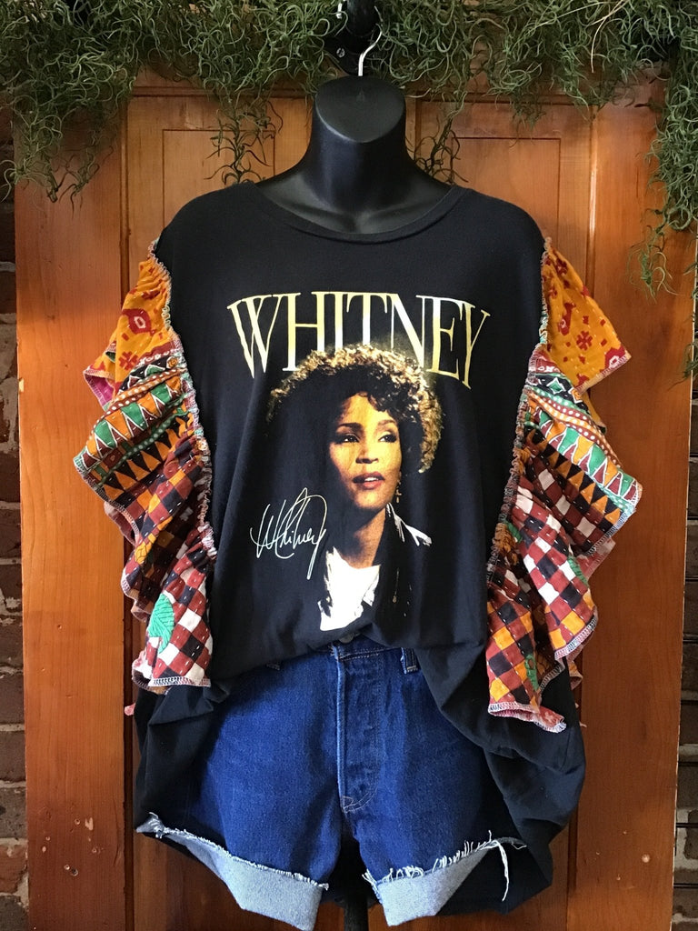 Whitney Houston ruffle sleeves kantha tee - Main Street Threads
