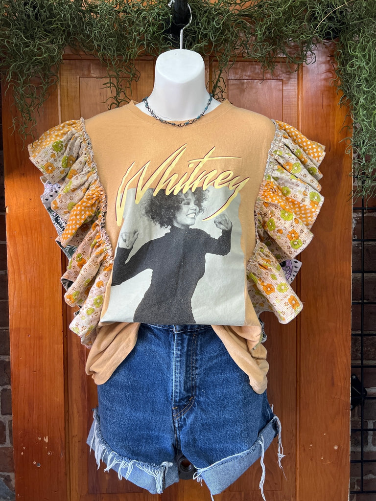 Whitney Houston ruffle sleeves kantha tee - Main Street Threads