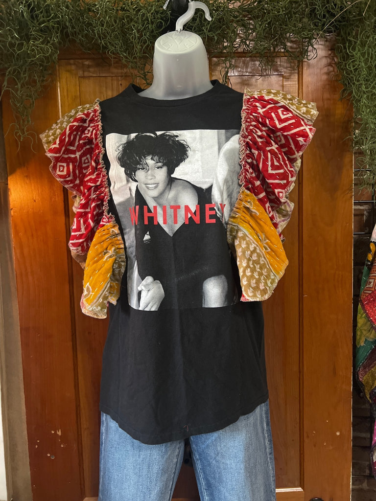 Whitney ruffle sleeves kantha tee - Main Street Threads